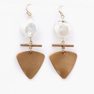 Fresh Water Pearl/Geometric Drop Earrings